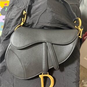 Dior Black Saddle Bag with Gold Hardware